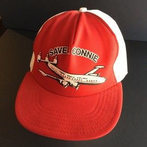 TWA Trans World Airline "SAVE A CONNIE" Mesh Trucker Hat Cap Polyfoam Snapback
